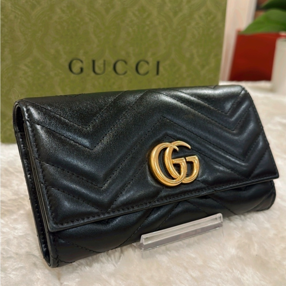 Authentic Gucci GG Marmont Continental Black Wallet ✨ - Picture 1 of 14